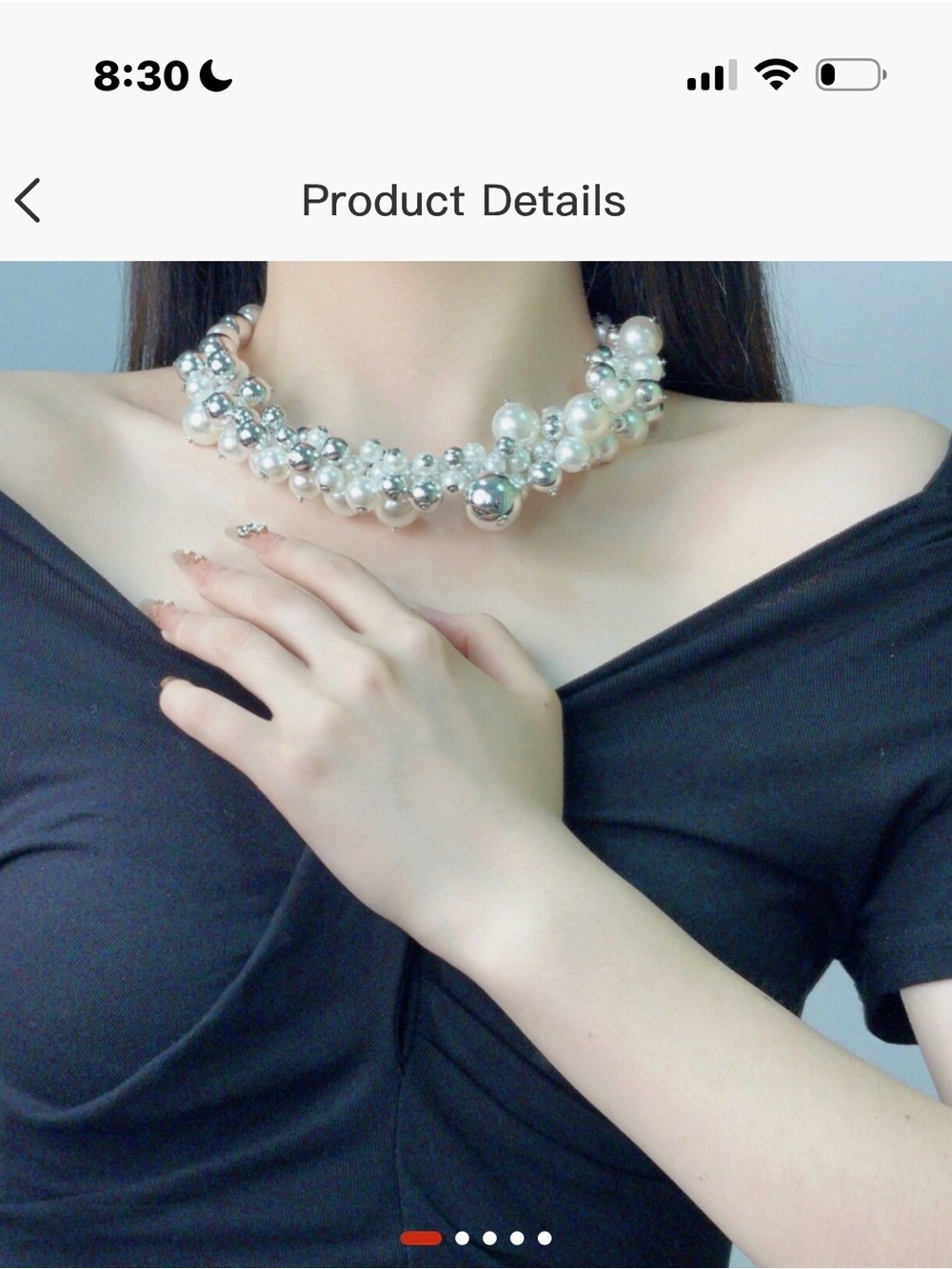 Elegant Pearl and Silver Cluster Choker Necklace - White/Silver